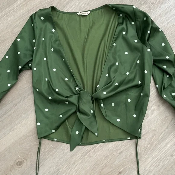 For Love & Lemons Polka Dot Tie Top - Picture 2 of 4